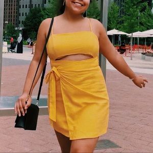 F21 Yellow Cutout Dress